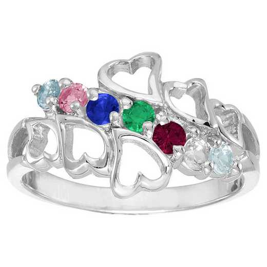 Mother's Heart Ring with 2-7 Stones - Family Hearts